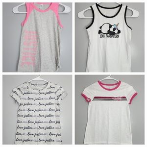 4-pack Justice bundle: (2) racerback tank tops & (2) Tee shirts. All sz8.